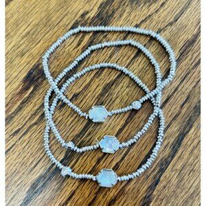 Kendra Scott Silver Stretch Bracelet Trio with Opalescent Stones